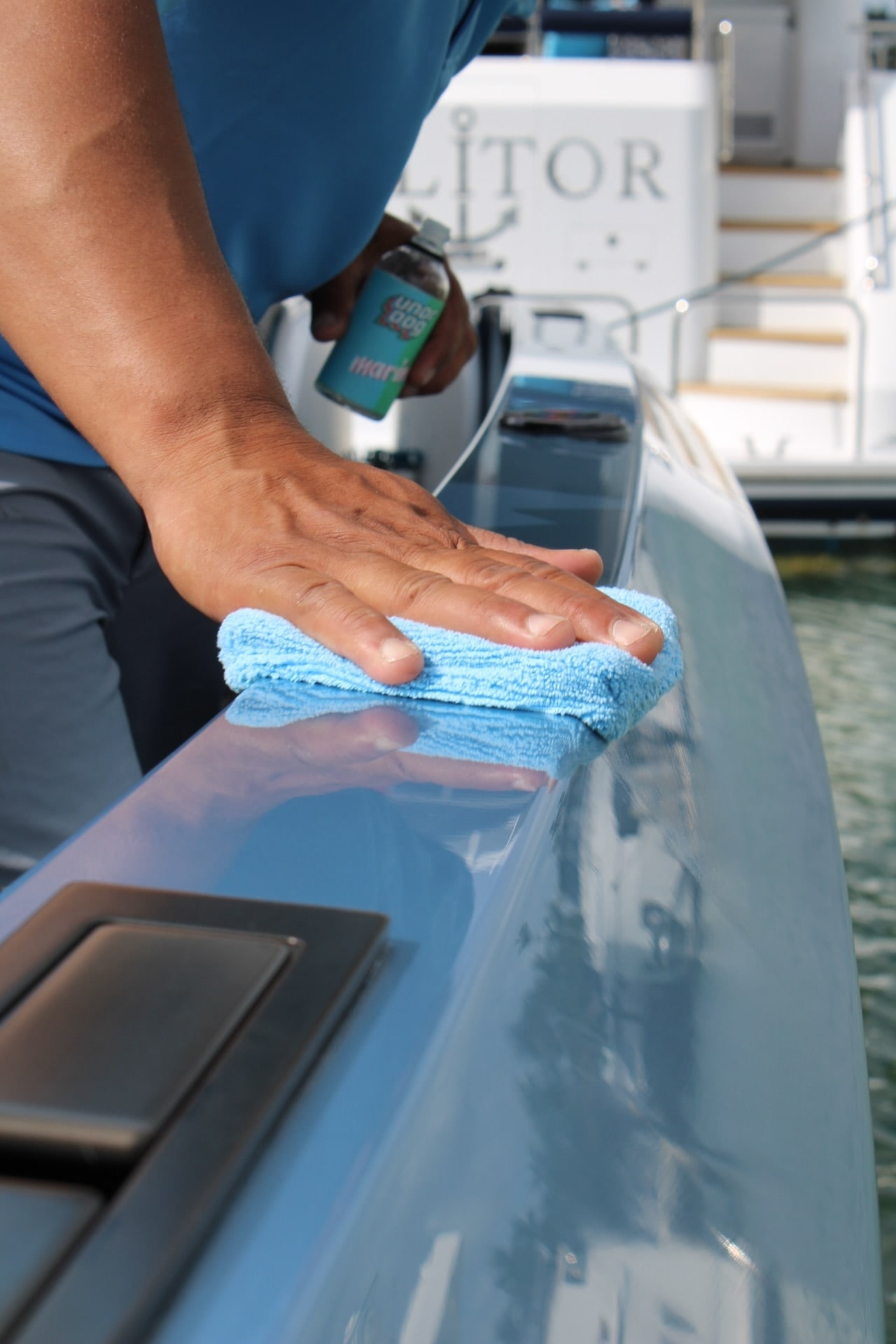 Boat ceramic coating detail on a South Florida vessel